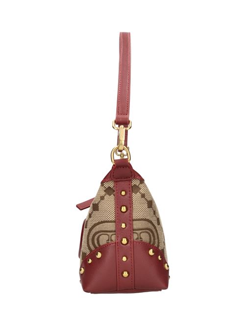 Borsa in pelle e tessuto LA CARRIE | MONOGRAM LUCY SM.SHOULDER BAG JACQUARDBEIGE-BORDEAUX